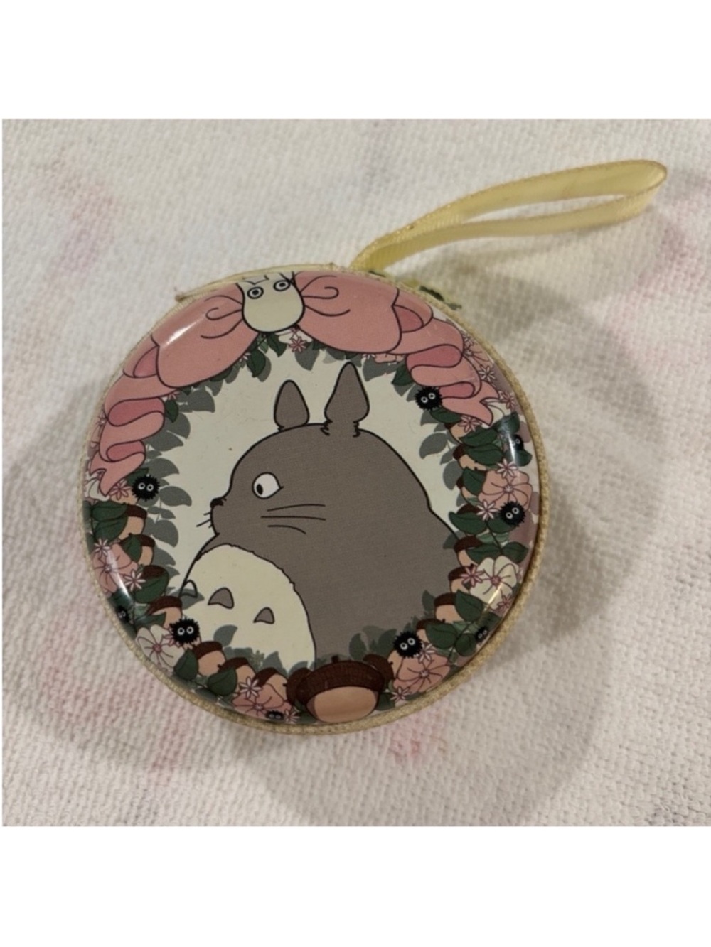 Pink Totoro Floral Coin Pouch with Wrist Strap